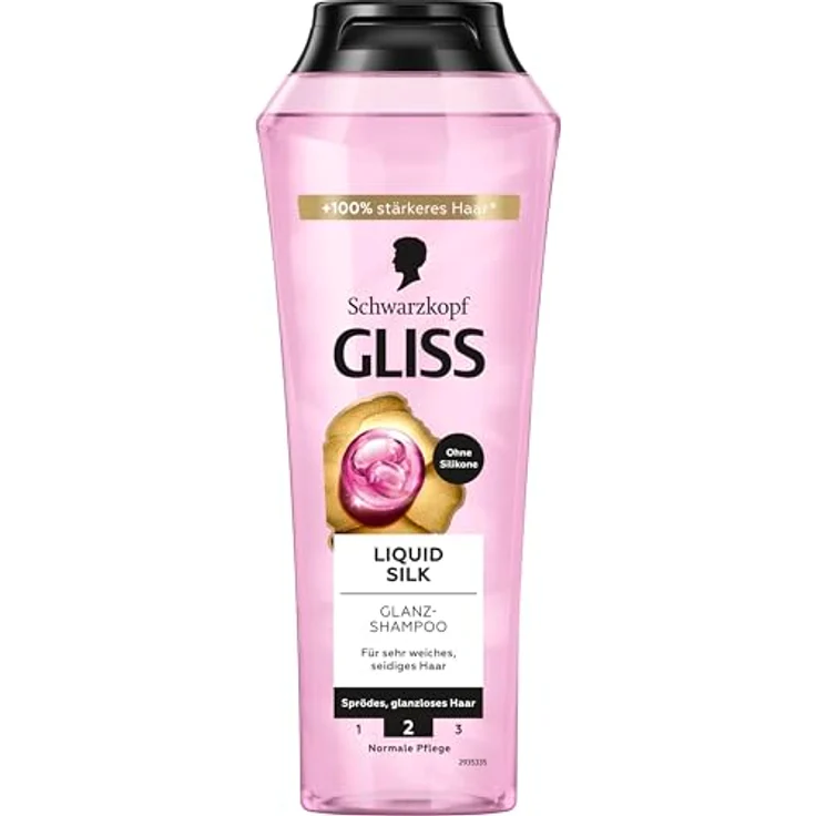 Gliss Shampoo Liquid Silk (250 ml), Haarshampoo mit Ceramiden & Seide, Glanz-Shampoo für sprödes und stumpfes Haar, glättet die Haaroberfläche – Bild 2