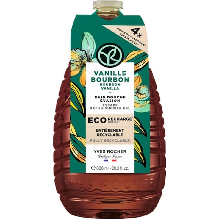 Yves Rocher Bourbon Vanilla Escape Duschgel, 600 ml, ohne Sulfate, vegane Formel, 93% Inhaltsstoffe natürlichen Ursprungs