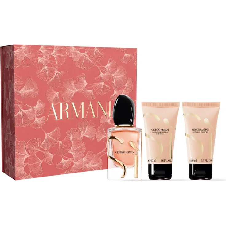 Armani Sì Intense Geschenkset für Damen, Eau de Parfum 50 ml, Duschgel 50 ml, Bodylotion 50 ml, blumige Noten, romantisch