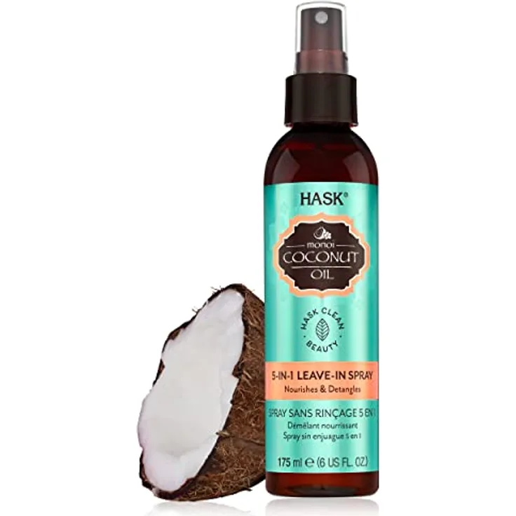 HASK 5-in-1 Leave-In Conditioner Spray Monoi Coconut, Für alle Haartypen, 175ml - Entwirrt, glänzt, repariert, schützt, spendet Feuchtigkeit