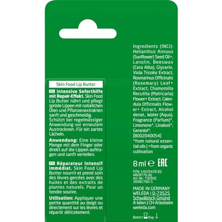 Weleda Skin Food Nährender U. Schützender Balsam Für Rissige Lippen 8 ml Für Frauen – Bild 2