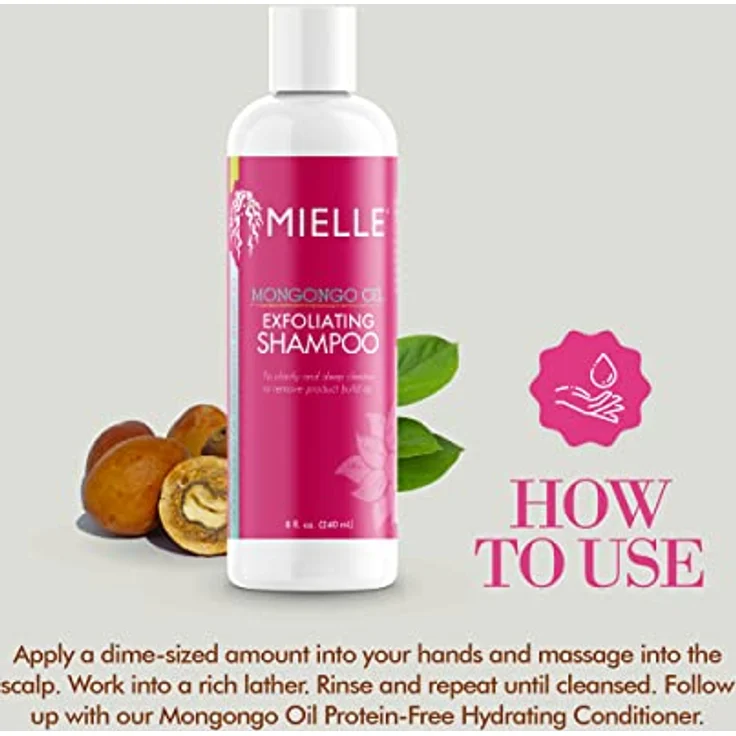 Mielle Mongongo Oil Peeling Shampoo, feuchtigkeitsspendendes Reinigungsshampoo ohne Parabene, 240ml – Bild 5