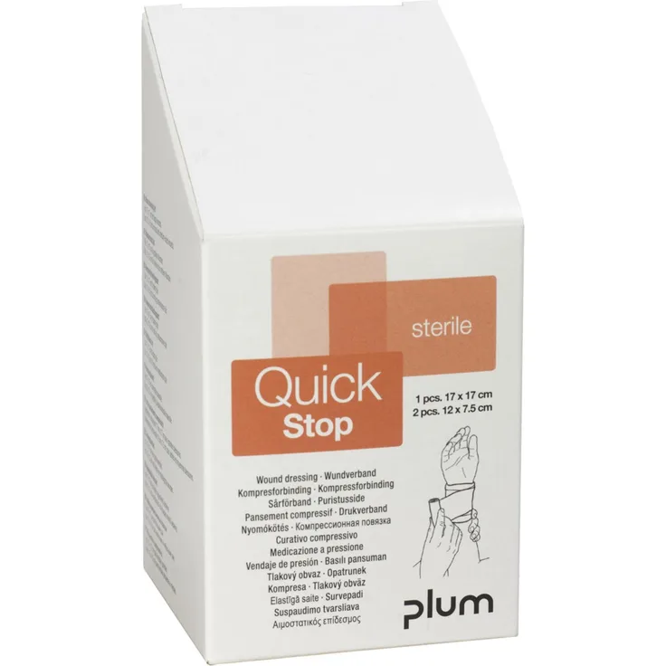 Plum Quick Stop Nachfüllbox, Wundkit-Box für Erste Hilfe, sterile Kompressen 17x17 cm und 12x7,5 cm
