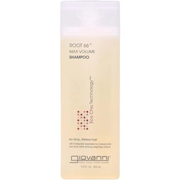 Giovanni Root 66 Max Volume Shampoo, 250ml, für feines Haar, sulfatfrei und vegan, mit Schachtelhalm-Extrakt