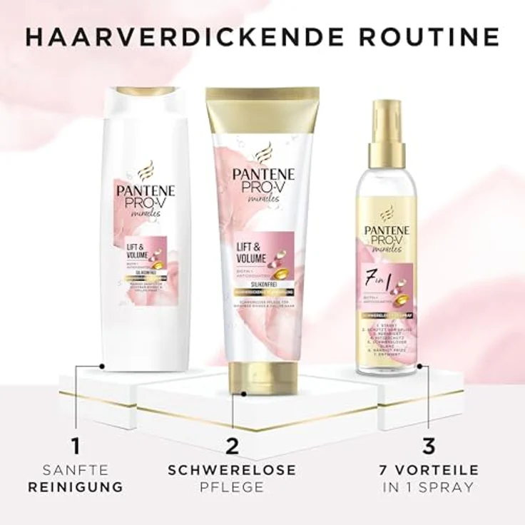 Pantene Pro-V Lift & Volume Haarverdickende Pflegespülung mit Biotin, Silikonfrei 160ml. Pro-V Miracles Pflegespülung, Angereichert mit Antioxidantien. Sichtbar Dickeres und Volleres Haar, Pantene Conditioner – Bild 5