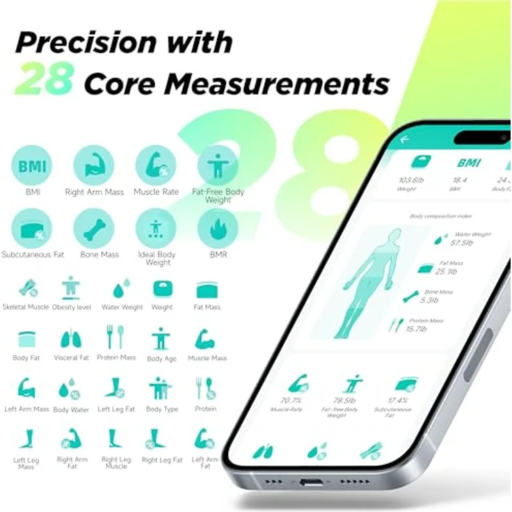 Runstar Smart Scale, digitale Personenwaage mit 8 Elektroden, Bluetooth-Verbindung und umfassender Körperzusammensetzungsanalyse – Bild 4