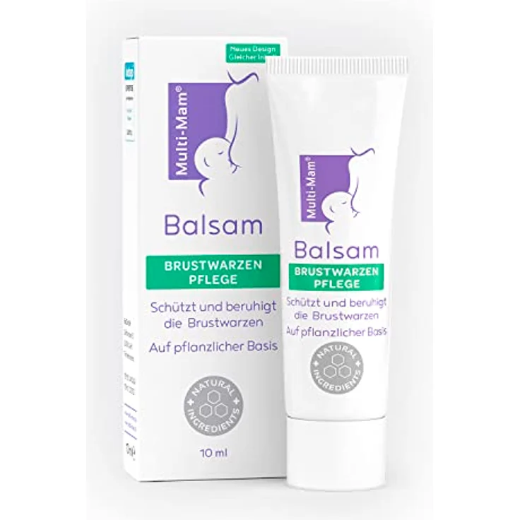 Multi-Mam Brustwarzenbalsam 10 ml für stillende Mütter mit trockenen und rissigen Brustwarzen – 100% unbedenklich für Mutter & Baby - Pflegende vegane Alternative zur Lanolin Brustwarzensalbe Stillen – Bild 1