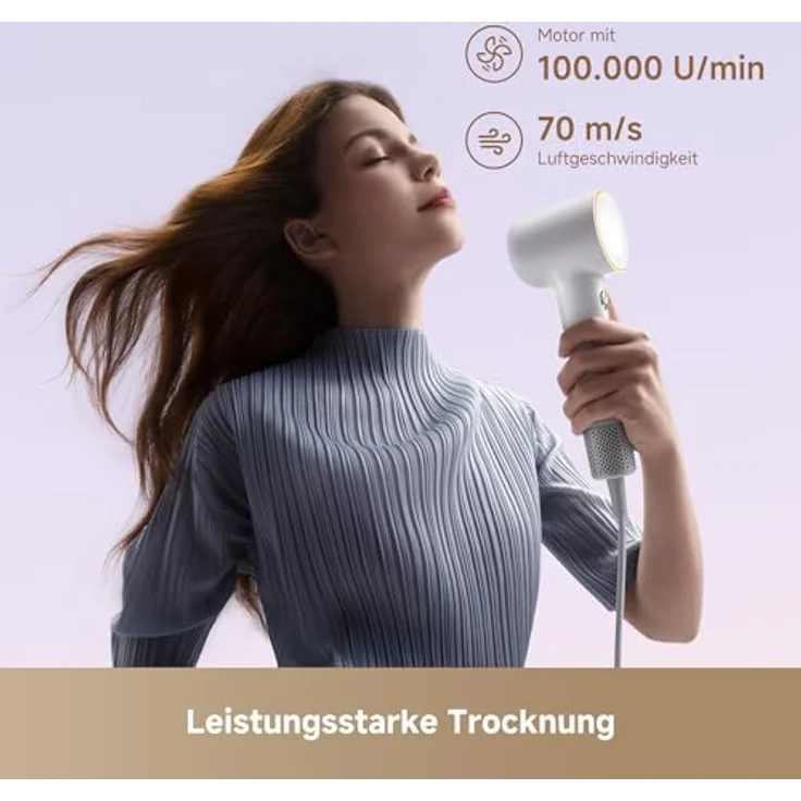 dreame Mini-High-Speed-Haartrockner, 270 g, 100.000 U/min, NTC-Temperaturregelung, negative Ionen, 5 Modi, Weiß – Bild 3