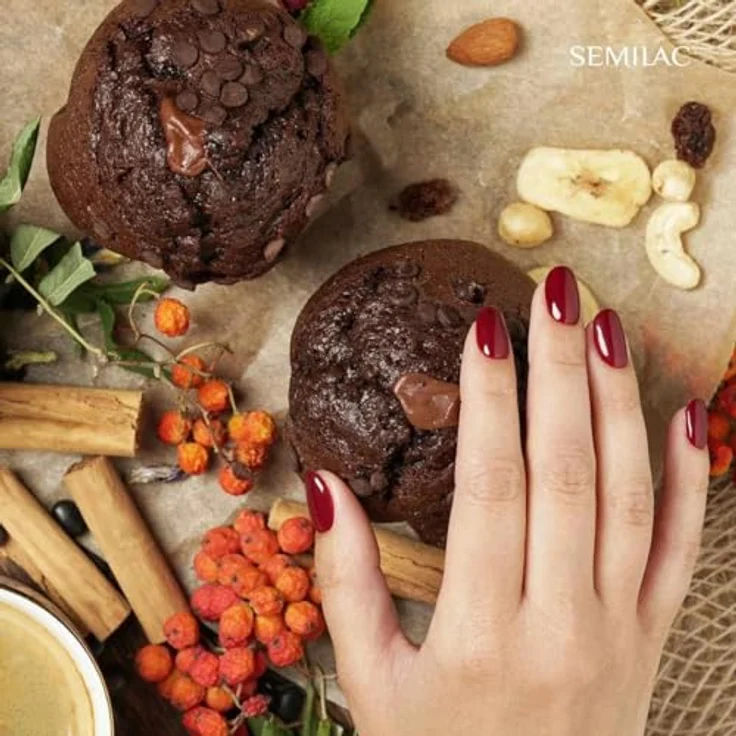 Semilac UV Nagellack Hybrid 404 Black Beans Muffin, 7ml, intensives Braun mit Kirsch- und Kastaniennuancen, vegane Formel, langanhaltend bis zu 21 Tage – Bild 4