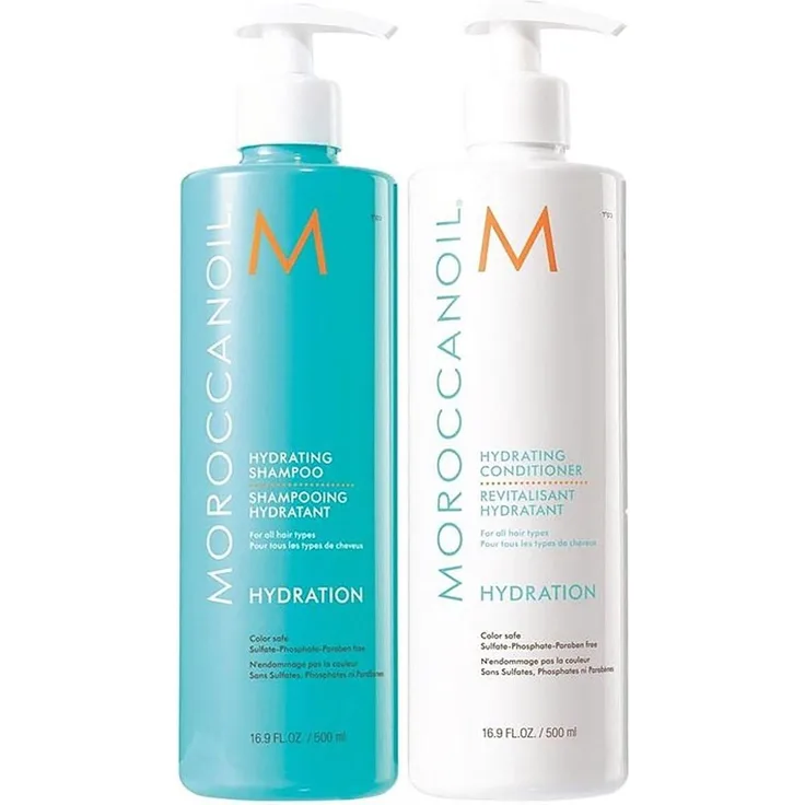 Moroccanoil Hydration Set, 1000 ml (2 x 500 ml), sulfatfreies hydrierendes Shampoo und Spülung für glänzendes Haar