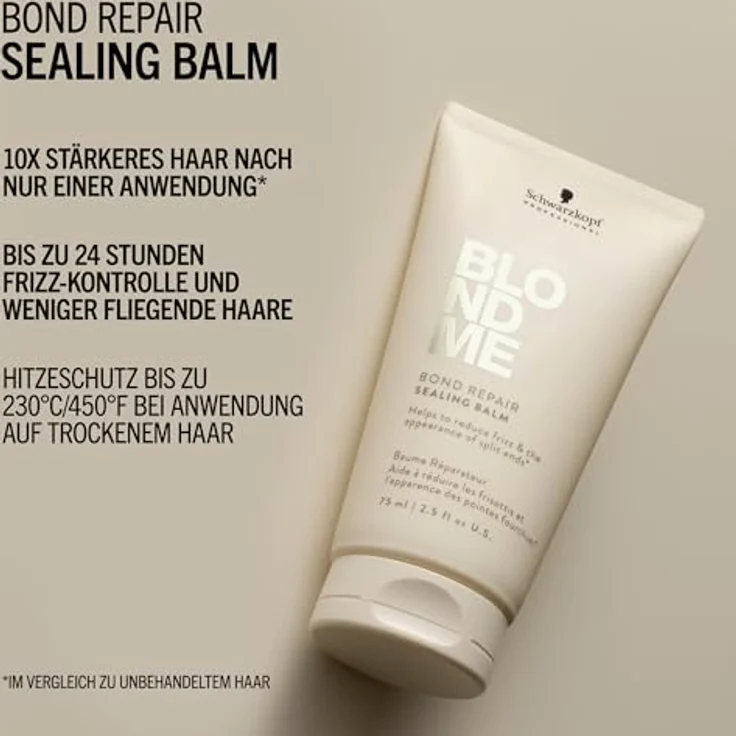 Schwarzkopf Professional BLONDME Bond Repair Sealing Balm Leave In Haarlotion Hitzeschutz Anti Frizz Versiegelt Gespaltene Spitzen Glättend Und Stärkend 75 ml, Haarpflege Conditioner – Bild 3