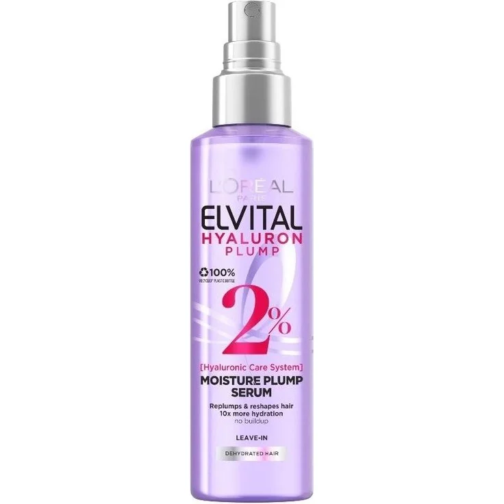 L'Oréal Paris Elvital Hyaluron Plump Leave-In Spray, feuchtigkeitsspendendes Haarstyling-Serum für trockenes Haar, 150 ml
