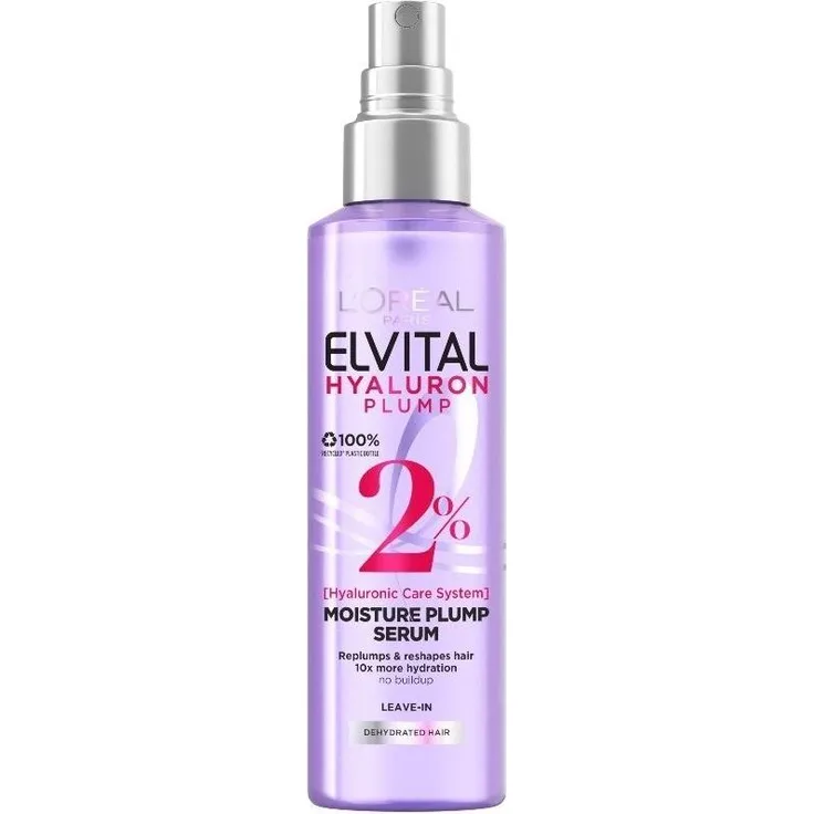 L'Oréal Paris Elvital Hyaluron Plump Leave-In Spray, feuchtigkeitsspendendes Haarstyling-Serum für trockenes Haar, 150 ml