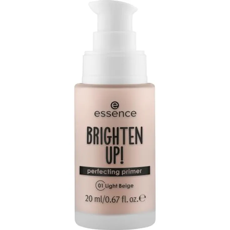 essence BRIGHTEN UP! Perfecting Primer, flüssiger Make-up Primer, Farbton 01 Light Beige, 20 ml, vegan & glättend