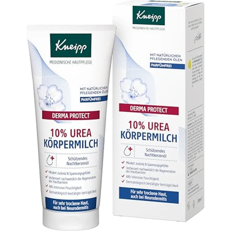 Kneipp DERMA PROTECT 10% UREA Körpermilch, parfümfrei, für sehr trockene Haut, auch bei Neurodermitis, 200ml, mit Nachtkerzenöl und Vitamin E – Bild 1