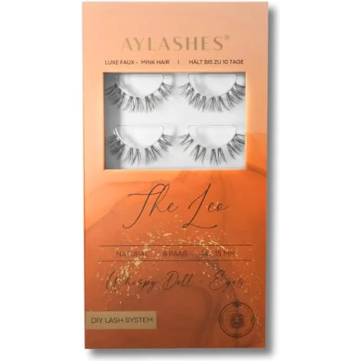 AYLASHES Limited Edition The Leo DIY Wimpernextensions, 6 Paar Wimpern mit C-Curl, 14–15 mm Länge, ultraleicht, bis zu 7 Tage Halt – Bild 1