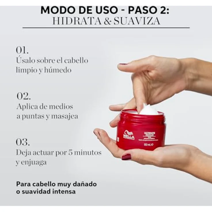 Wella Professionals Ultimate Repair tiefenwirksame Haarmaske - Haarpflege für kaputtes Haar mit AHA und Omega 9 - reparierende Haarkur für strapaziertes Haar - 150 ml  – Bild 5