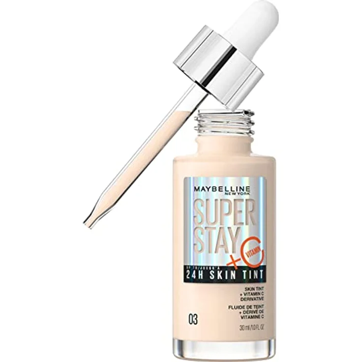 Maybelline Super Stay 24H Skin Tint Foundation 30 ml, leichte bis mittlere Deckkraft, True Ivory – Bild 1