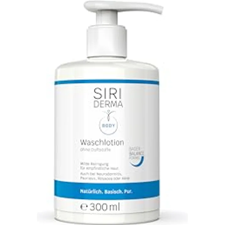 SIRIDERMA Waschlotion | Basisches Waschgel für Gesicht, Hände und Körper | Auch bei trockener Haut und Neurodermitis (ohne Parfum, 300 ml)