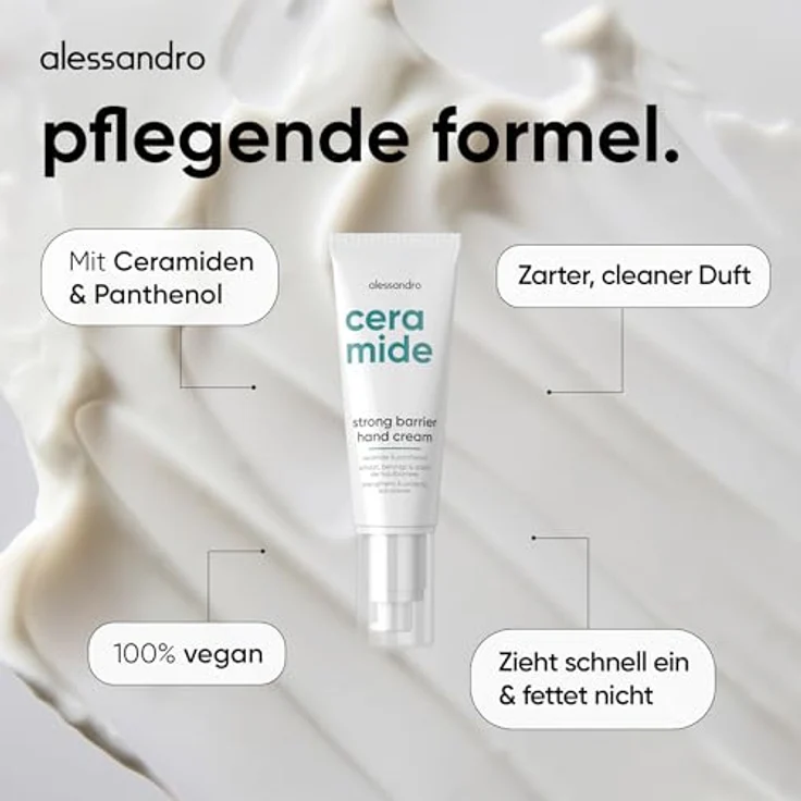 alessandro Ceramide Strong Barrier Hand Cream, regenerierende Handcreme mit Ceramiden & Panthenol, stützt die Hautbarriere, 50ml, vegan – Bild 4