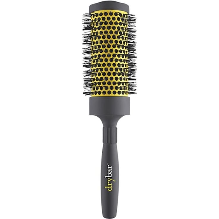 Drybar Full Pint Medium Round Ceramic Brush, Rundbürste mit 60 mm Durchmesser, Ionen-Technologie und ergonomischem Soft-Touch-Griff, grau/gelb