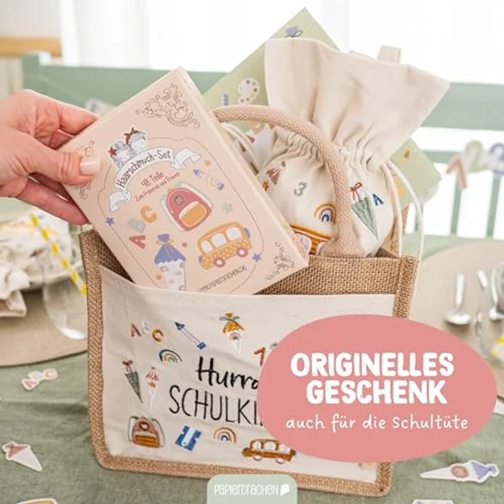 Papierdrachen 48-teiliges Set Haarspangen und Haargummis, langlebig und robust mit Glitzer und Stoffbezug, für lange und feine Haare, Schul-Applikationen in bunten Farben – Bild 5