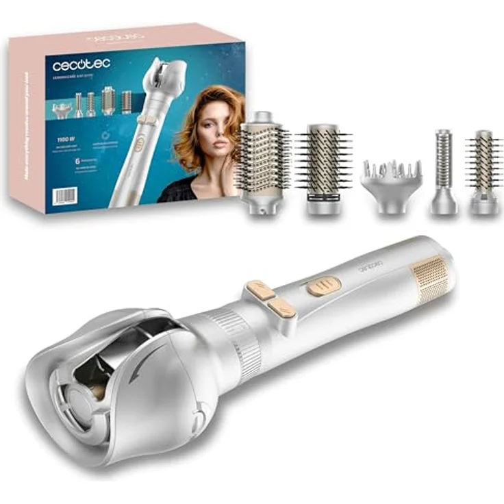 Cecotec CeramicCare 6in1 Gyro, Warmluftbürste mit keramikbeschichteten Platten und gyroskopischer Technologie, schwarz-grau – Bild 1