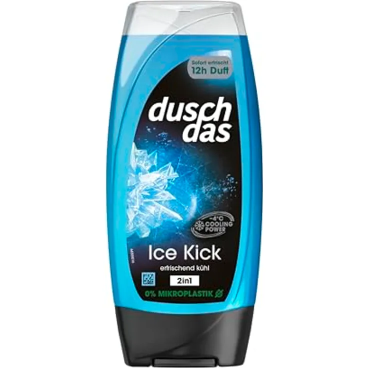 Duschdas 2-in-1 Duschgel & Shampoo Ice Kick, erfrischendes Duschbad mit -4°C Cooling Power, 225 ml, recycelbare Eco-Flasche