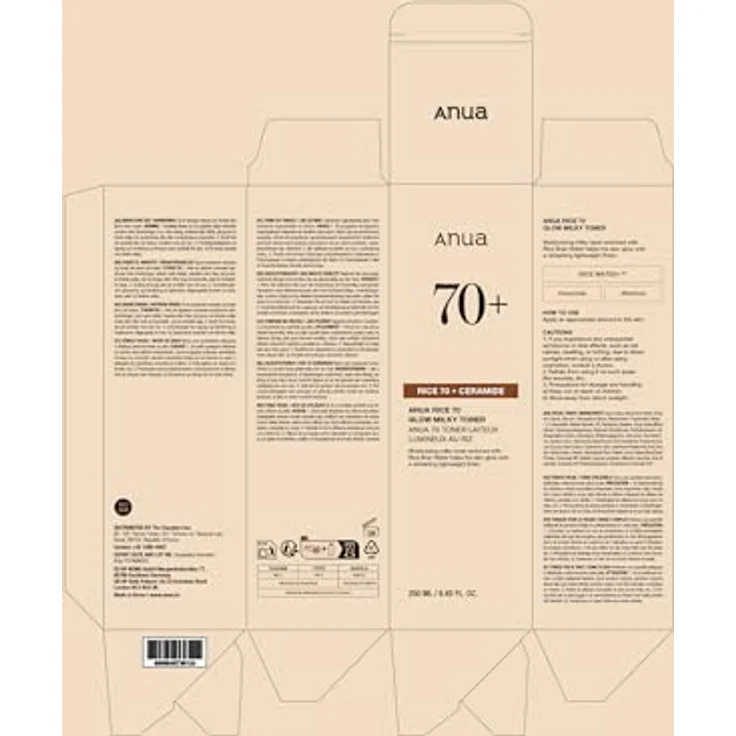 Anua Rice 70+ Glow Milky Toner, feuchtigkeitsspendendes Gesichtstonikum zur Verjüngung der Haut, 250 ml – Bild 9