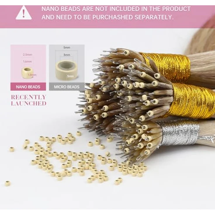 YoungSee Nano Extensions Echthaar, Bonding Extensions mit Aschblond und Platinblond Strähnen, 50 Strähnen/50g, langlebige Haarverlängerung für feines Haar – Bild 5