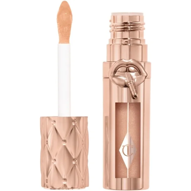 Charlotte Tilbury Big Lip Plumpgasm Lipgloss, 5,5 ml, mit Hyaluronsäure und Kühleffekt, NUDEGASM DIAMONDS