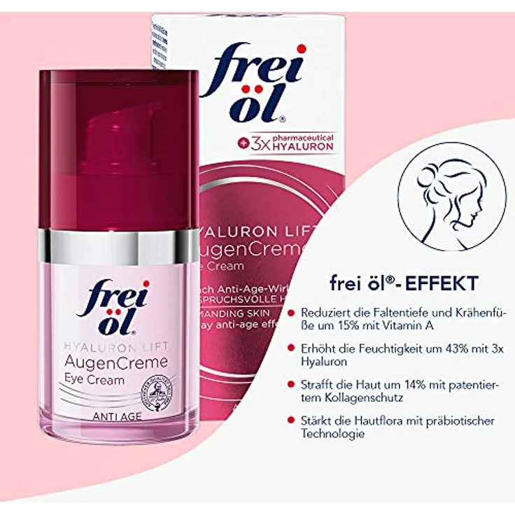 Frei Öl Augen- & Lippenpflege ANTI AGE HYALURON LIFT Augen-Creme Augencreme 15 ml – Bild 4