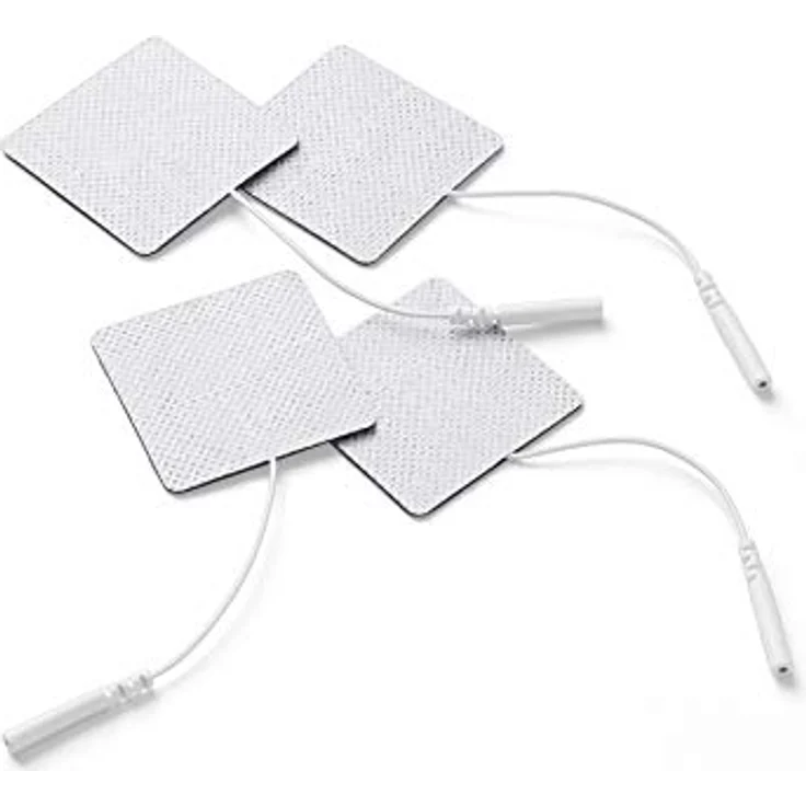 Promed Gewebe-Elektrode 45 x 45 mm, 4 Stück, selbstklebende Tens Elektroden mit 2mm-Stecker-Anschluss für TENS-EMS Geräte, wiederverwendbar – Bild 3