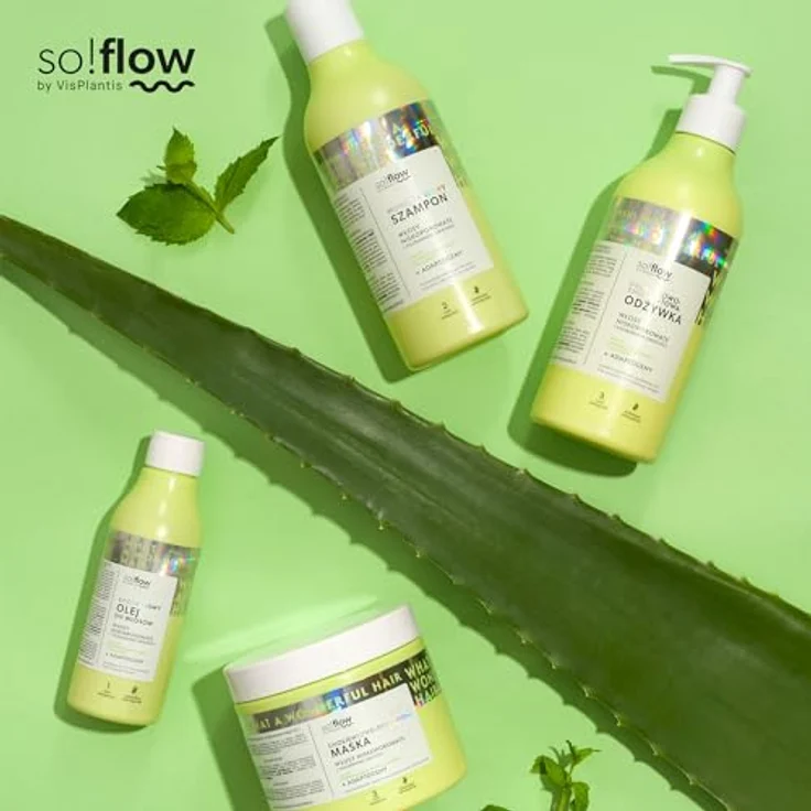 SO!FLOW Humectant Shampoo für Low Porosity Hair mit Ashwaganda, 400 ml - intensiv feuchtigkeitsspendend, vegan, mit Aloe Vera und Minze – Bild 7