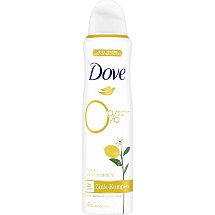 Dove Deodorant-Spray Citrus- und Pfirsichduft Deo mit pflegendem Zink-Komplex und 0% Aluminiumsalzen 150 ml 1 Stück – Bild 1