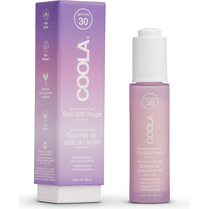 Coola Sun Silk Drops SPF 30, schwerelose Tropfen mit pflanzlichem Vollspektrum-Schutz für Teint, 30 ml