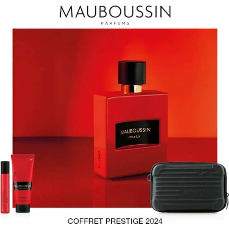 Mauboussin - Prestige 2024 Pour Lui In Red: Eau de Parfum 100 ml, Duschgel 75 ml, Travel Spray 20 ml & Umhängetasche, holzige und würzige Duftnoten – Bild 5