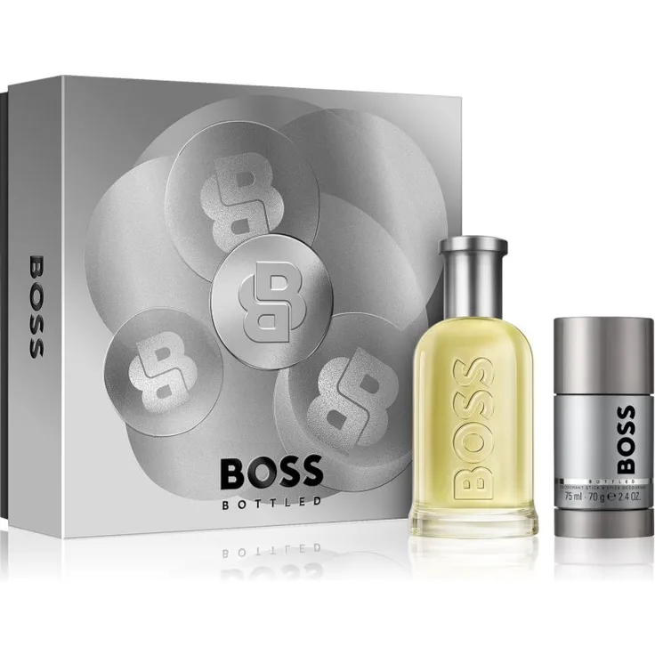 Hugo Boss BOSS Bottled Geschenkset, Herrenparfüm mit 200 ml Eau de Toilette und 75 ml Deo-Stick, würziger holziger Duft