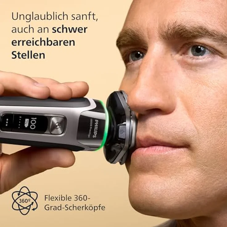 Philips i9000 Prestige, Nass- und Trockenrasierer für Herren mit integriertem Trimmer, Drucksensor, Reinigungsstation, grau-silber – Bild 4