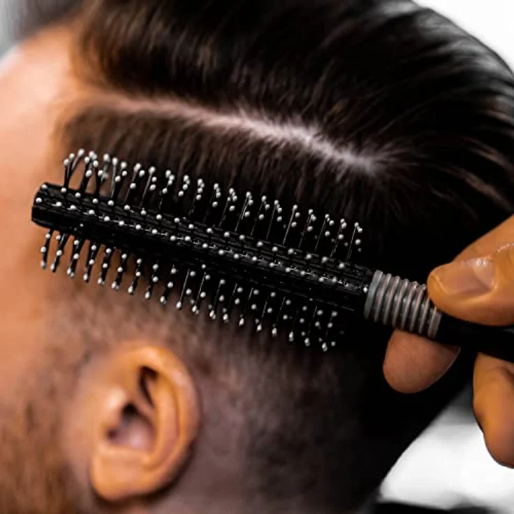 Charlemagne Rundbürste - 21 cm, Schwarz - Anti-Frizz & Volumen Föhnbürste für Männer - Pflege für Haar & Bart - Kompakt für Unterwegs – Bild 2
