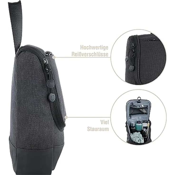 bugatti Universum Kulturbeutel XS zum Aufhängen, Kulturtasche für Damen & Herren in schwarz – Bild 3