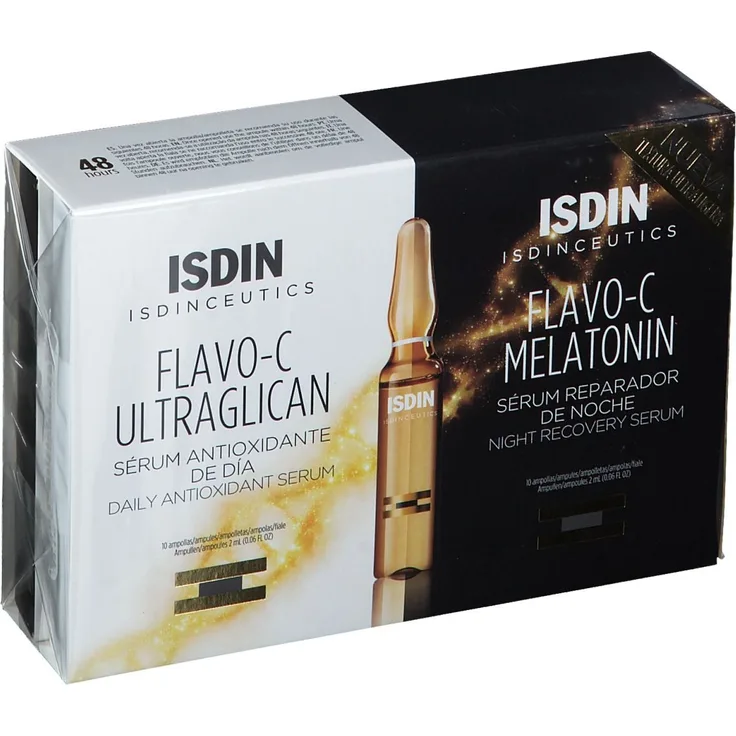 Isdin ISDINUTICS Flavo-C Melatonin + Ultraglican 10 +10 ampollas mit pflegender Wirkung