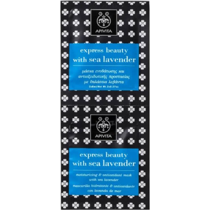 Apivita Express Beauty Ioeoisturizing And Inti pollution Face Mask With Sea Lavender 2x8ml mit pflegender Wirkung