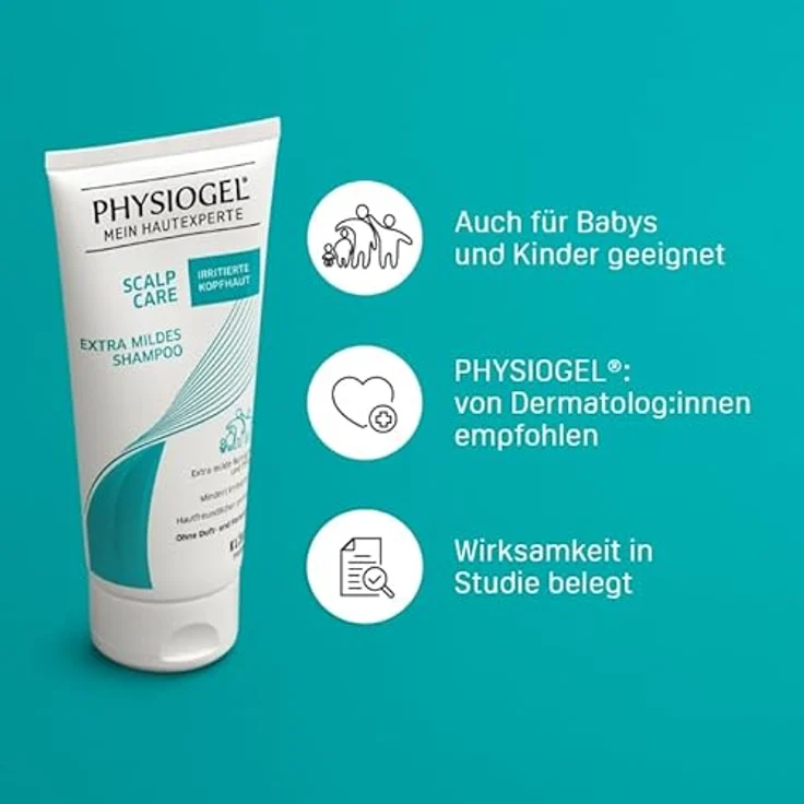 PHYSIOGEL Scalp Care Extra mildes Shampoo 200 ml - Kids Edition, milde Reinigung für irritierte Kopfhaut, frei von Duft- und Farbstoffen – Bild 4