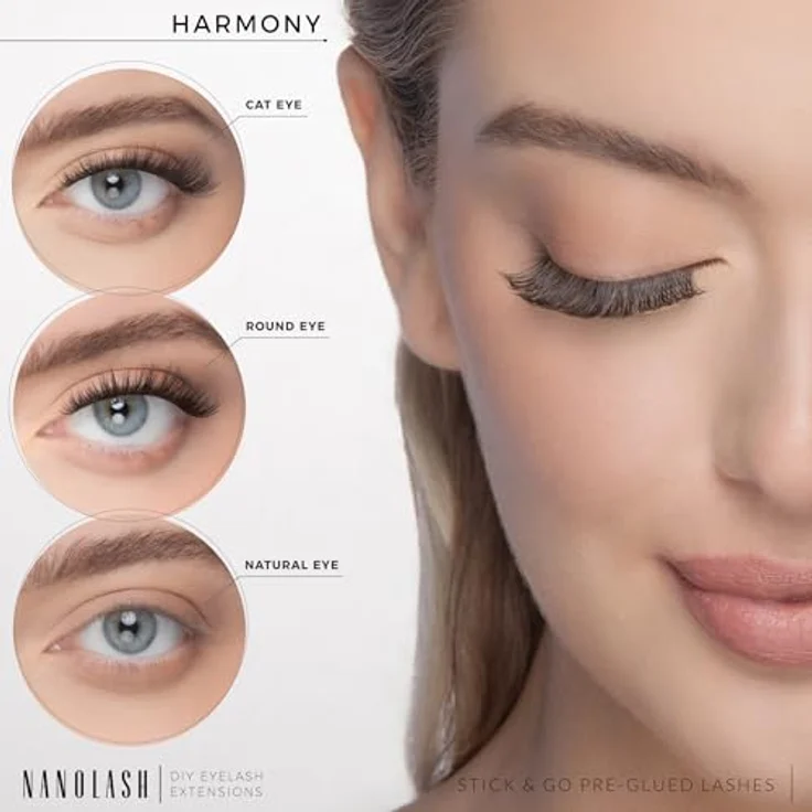 Nanolash Pre-Glued Wimpernbüschel - Selbstklebende Büschelwimpern für DIY Wimpern Extensions, 36 Stück, professionelle Haltbarkeit, unsichtbare Ansatzstellen, in verschiedenen Längen und Stilen – Bild 3