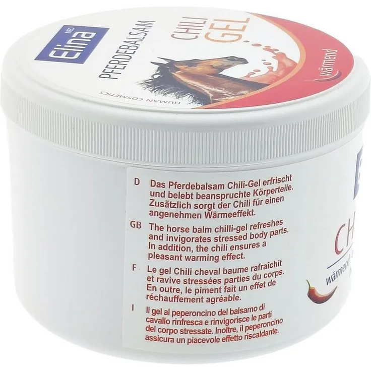 Elina Med Pferdebalsam Chili 500ml, Gel-Form mit Kampfer und Rosskastanie für die Muskulatur