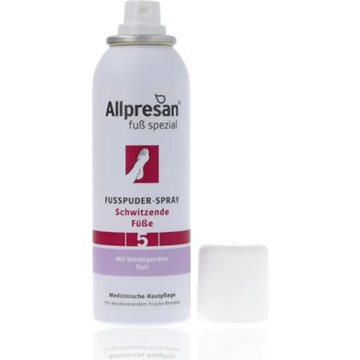 Allpresan Fuß spezial Nr. 5 Fußpuder-Spray, 125ml, gegen schwitzende Füße, ohne Aluminiumsalze & Konservierungsstoffe, für angenehmen Duft und trockene Haut – Bild 2