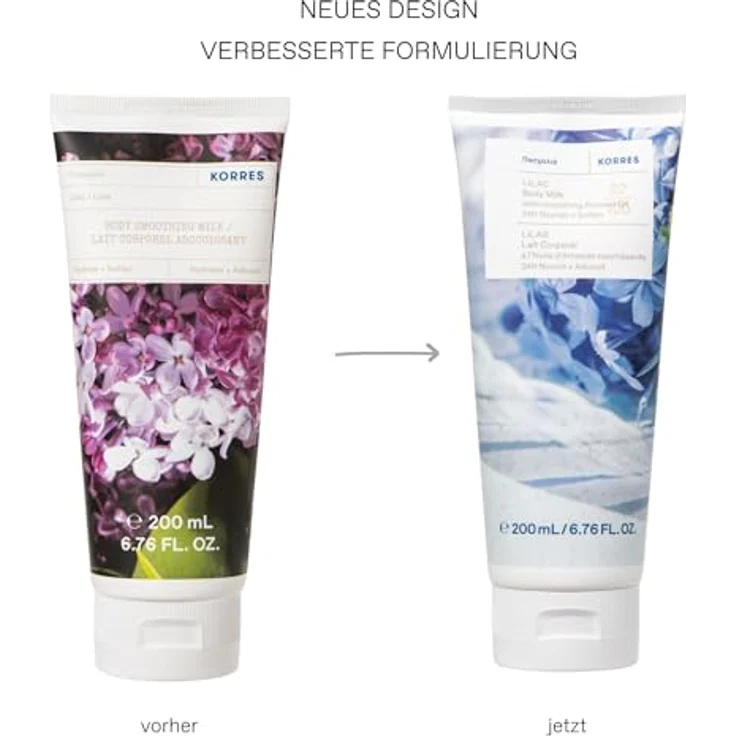 Korres Lilac Bodylotion, 200 ml, feuchtigkeitsspendende Lotion mit Blumenduft für Damen – Bild 3