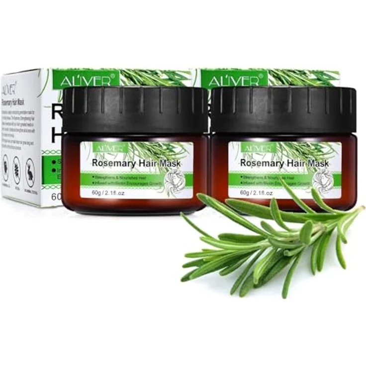 P-Beauty Rosmarin Haarmaske Set 2x60g, Intensive Haarkur für trockenes und gefärbtes Haar, bio & vegan, mit Anti-Spliss Wirkung und natürlichem Aroma – Bild 1