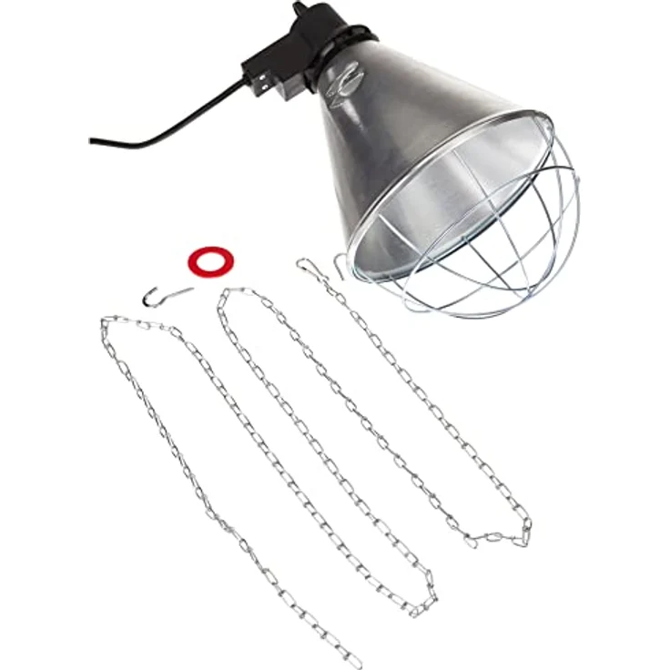 Kerbl Infrarot Wärmestrahler für Ferkel und Küken, 21 cm Alu-Schirm mit 6 Lüftungsschlitzen und 2,5 m Kabel, ohne Lampe – Bild 1